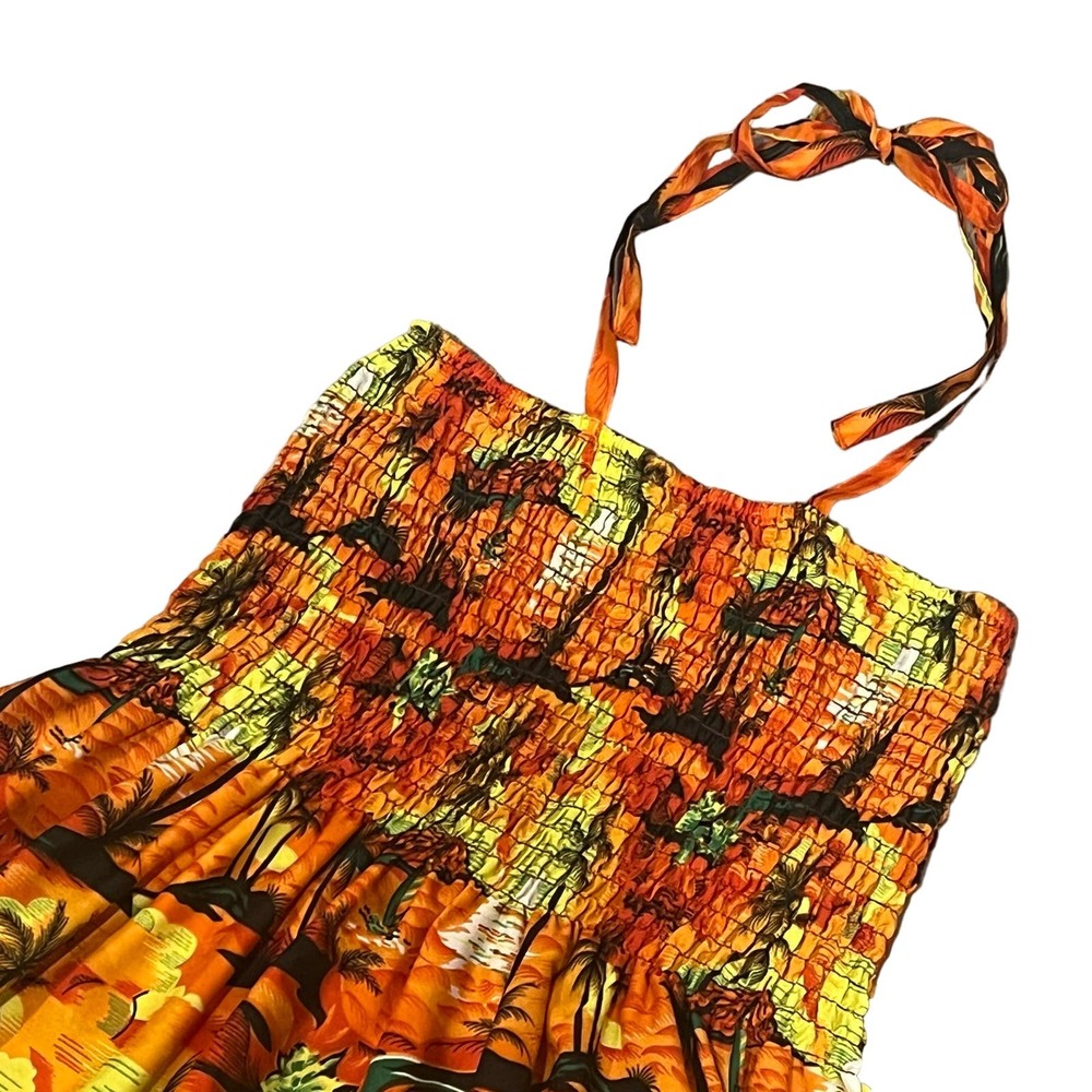 St.‎ Lawrence GAP Orange Hawaiian Print Halter Dress, S/M, 705-V